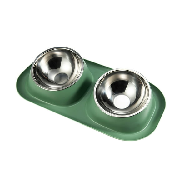 Cinvoph Raised Bowl Set with 2pcs Feeding Water Bowls Inclined Food and Feeding Bowls, Non-Slip, No Spill for Cats and Small Dogs 16"x9"x3", Green