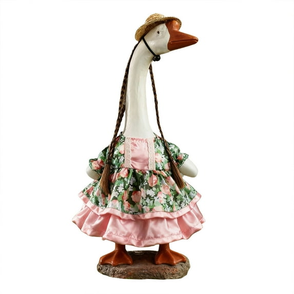 Cinvoph Rose Porch Goose Outfit for 23" Lawn Goose Statue Vintage Clothing, Elegent Art Decoration for Outdoor Patio Yard