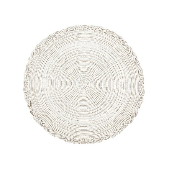 Cinvoph Round Placemats Bacic Solid Non Slip Heat Resistant Table Mats Ramie Yarn Woven Place Mats for Farmhouse Kitchen Table Decor 7"