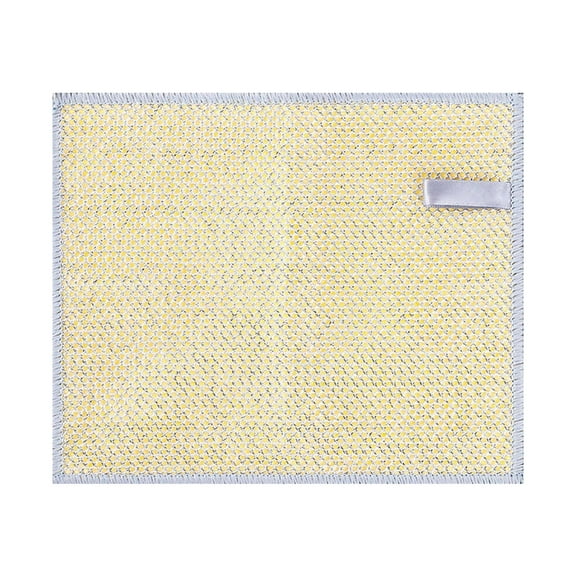Cinvoph Scrub Dishcloth for Kitchen Double-Layer Non-Scratch Wire Dish Cleaning Cloths Reusable Steel Scrubber with Heavy Duty Scouring Power for Dishes, Pans, Pots and Hard Stains 9"x7" Yellow