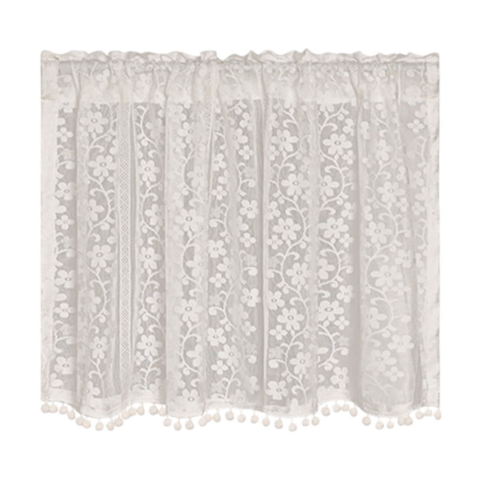 Cinvoph Semi Sheer Short Curtains Lace Cafe Curtains Voile Window
