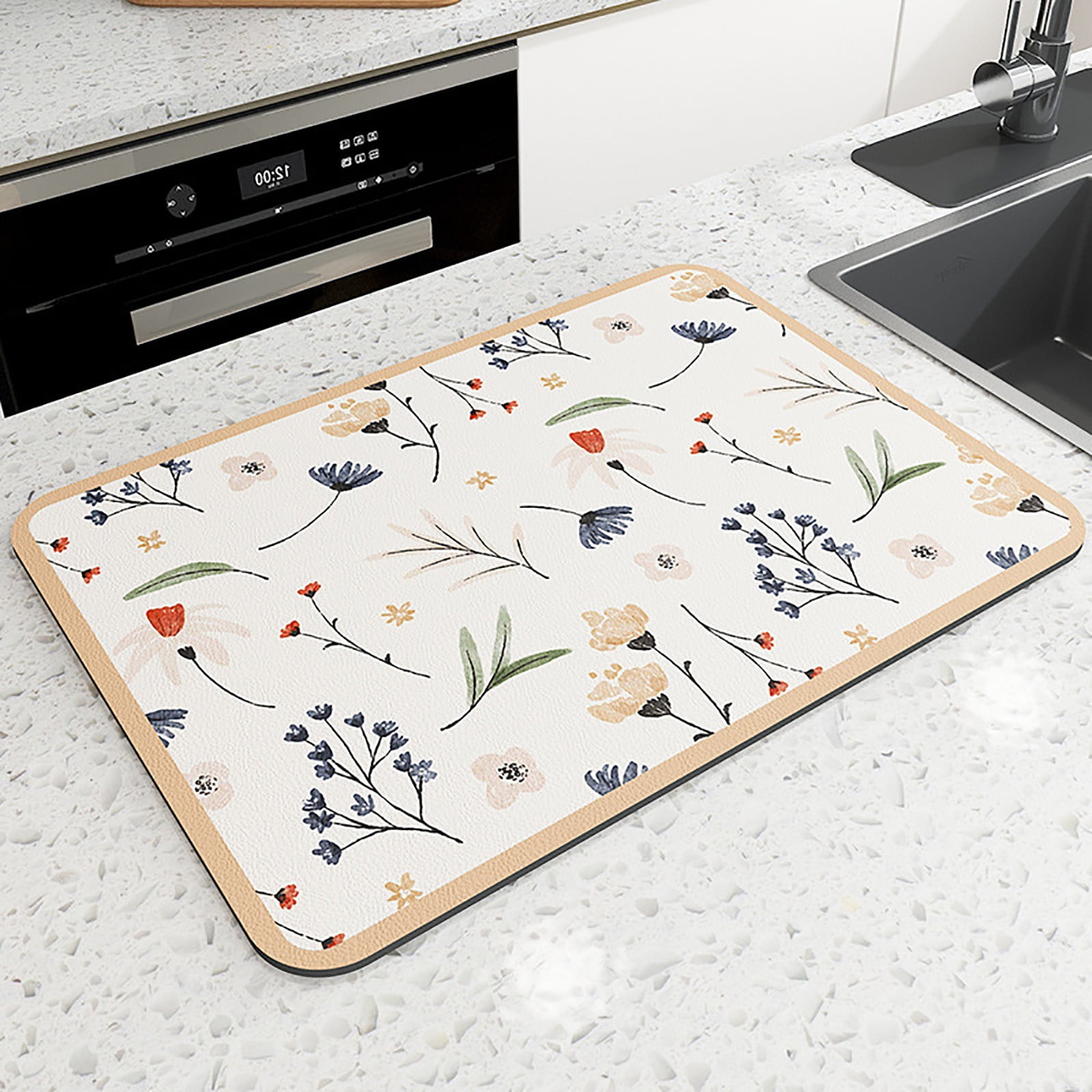 Cinvoph Silicone Dish Draining Mat Heat Resistance Kitchen Countertop ...