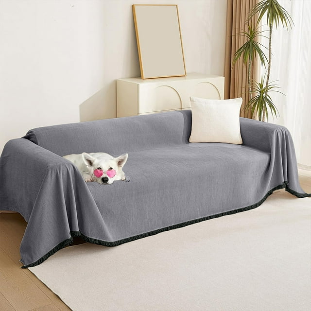 Cinvoph Sofa Cover Multi-Functional Reversible Couch Slipcover, Decorative Furniture Protector for Cats Dogs Pets 35"x59" Black