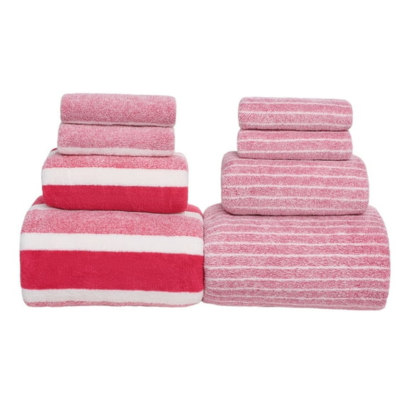 Cinvoph Soft Bath Towel Set of 8 Pieces Larger & Lighter Weight Cotton Highly Absorbent Towels for Bathroom, 2 Bath Towels, 2 Hand Towels, 4 Washcloths, Pink