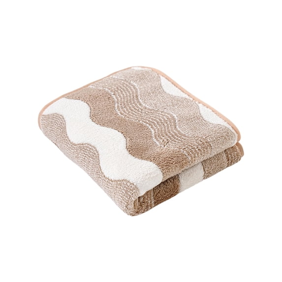 Cinvoph Soft Hand Towels for Bath, Face, Highly Absorbent Decorative Wave Striped Bathroom Towel, Machine Washable 14"x29" Coffee