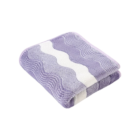 Cinvoph Soft Hand Towels for Bath, Face, Highly Absorbent Decorative Wave Striped Bathroom Towel, Machine Washable 14"x29" Purple