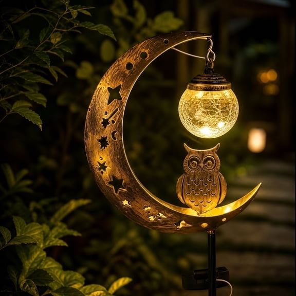 Cinvoph Solar Moon Crescent Garden Stake Lights, Waterproof Hanging LED Garden Lights for Lawn Yard Patio Backyard Landscape Decoration 33.5"