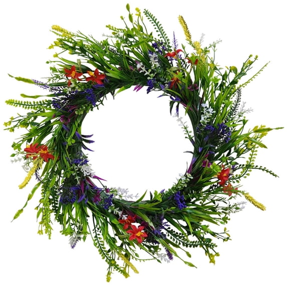 Cinvoph Spring Wreath for Indoor Outdoor Artificial Greenery Ornament For Home Garden Wall Patio Party Holiday Decoration 16"