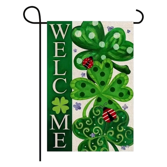 Cinvoph St. Patrick's Day Garden Flag Decorative Shamrocks Clover Flag Yard Flag for St. Patrick's Day Lawn Porch Patio Outdoor Decoration 12"x18"