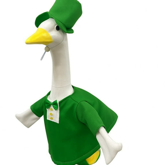 Cinvoph St. Patrick’s Day Porch Goose Outfit with Hat Green Shamrocks Gooses Costumes for Outdoor Garden Patio Yard Lawn,for 23" Goose
