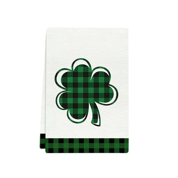 Cinvoph St. Patrick's Day Towels for Bathroom Kitchen Super Absorbent Decorative Green Clovers Dishcloths Cleaning Rags Seasonal Decoration 18"x26"