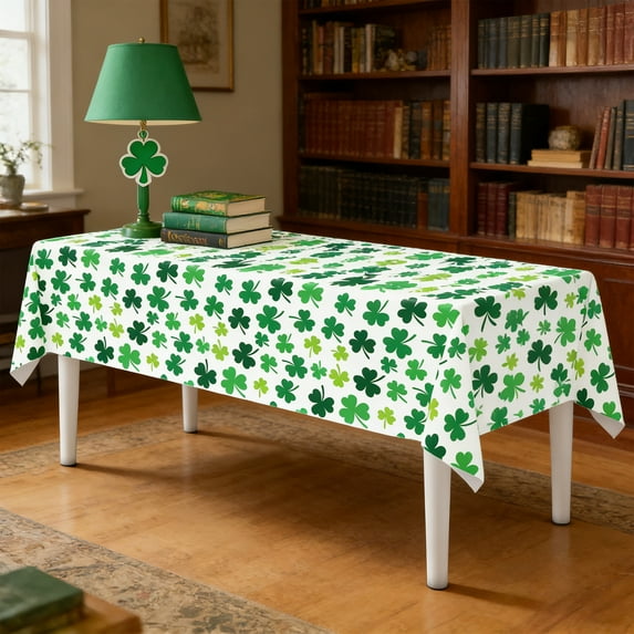 Cinvoph St. Patrick's Green Tablecloth for Rectangle Tables Waterproof Table Cover for Spring Holiday Party Dinner Decorations Outdoor Picnic 54"x108"