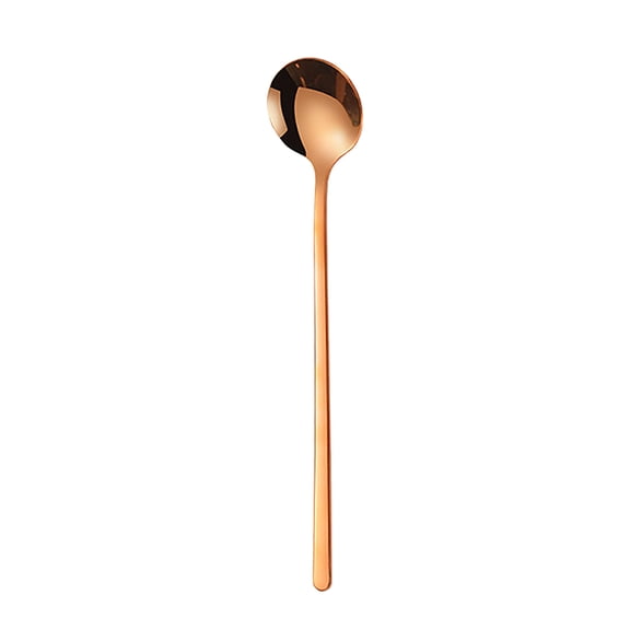 Cinvoph Stainless Steel Coffe Spoon Kitchen Utensil for Coffee Stirring Dessert Use Long Handle Cutlery for Ice Cream Pudding Yogurt 5.5" Rose Gold