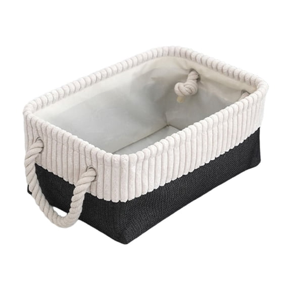 Cinvoph Storage Basket Foldable Home Clothing Miscellaneous Storage Organizer with Rope Handles Sturdy Organizer Bins for Books Towels Clothes 12"x8"x5" Black