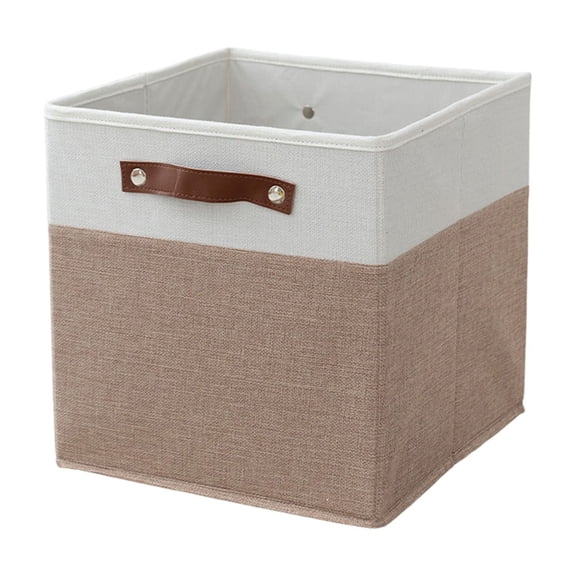 Cinvoph Storage Basket Foldable Home Storage Bin with Handles, Organizer for Blankets Book and Clothes Bedroom Living Room Closet 12"x12" Khaki