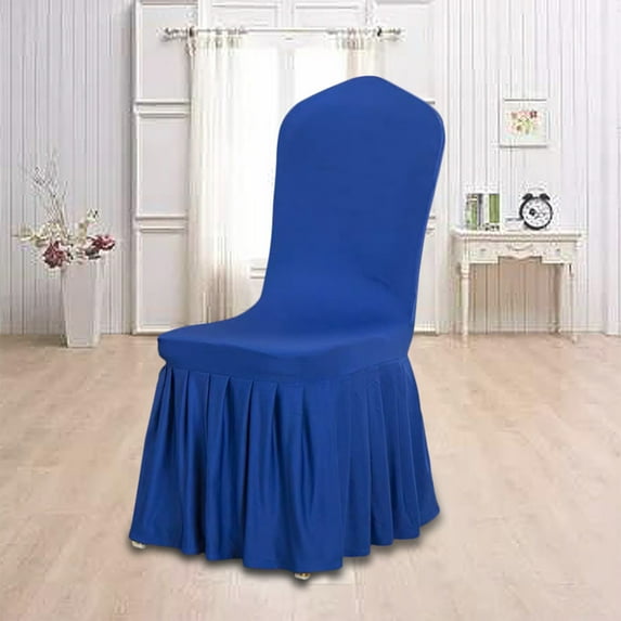 Cinvoph Stretch Plain Dining Room Chair Slipcovers Non Slip Washable Furniture Protector with Skirt, Elastic Durable Chair Covers for Dining Chairs Home Parties, Blue