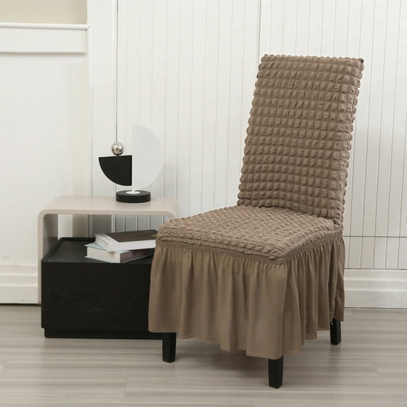 Cinvoph Stretch Plush Dining Room Chair Slipcovers Non Slip Washable Furniture Protector with Skirt, Elastic Durable Chair Covers for Dining Chairs Home Parties, Khaki