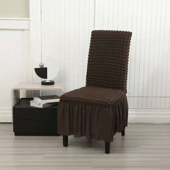 Cinvoph Stretch Plush Dining Room Chair Slipcovers Non Slip Washable Furniture Protector with Skirt, Elastic Durable Chair Covers for Dining Chairs Home Parties, Coffee