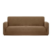 Cinvoph Stretch Sofa Slipcover Sofa Cover Thickened Slipcovers for 3 Cushion Soft Couch Cover with Elastic Bottom Polyester Spandex Jacquard Fabric, Coffee