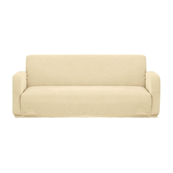 Cinvoph Stretch Sofa Slipcover Sofa Cover Thickened Slipcovers for 3 Cushion Soft Couch Cover with Elastic Bottom Polyester Spandex Jacquard Fabric, Khaki