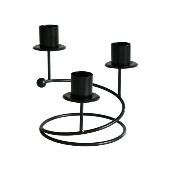 Cinvoph Taper Candle Holders 3-Arms Modern Candlestick Holders Candelabra Romantic Centerpiece for Valentine’s Day Dinner Table Mantel Wedding Party Anniversary Decor 6"x5.5"x5.5" Black