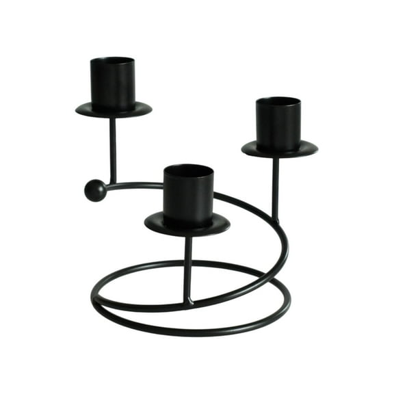 Cinvoph Taper Candle Holders 3-Arms Modern Candlestick Holders Candelabra Romantic Centerpiece for Valentine’s Day Dinner Table Mantel Wedding Party Anniversary Decor 6"x5.5"x5.5" Black