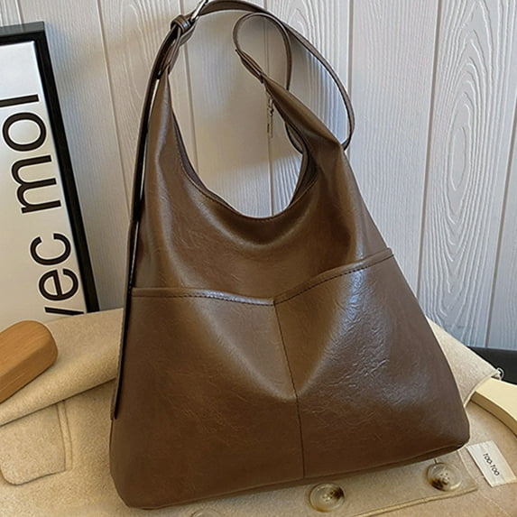 Cinvoph Tote Bag for Women Foldable Handbag with Zipper Closure Lightweight Trendy Shoulder Bag with Compartments Shoulder Bag for Office Travel Weekend Trips, Coffee