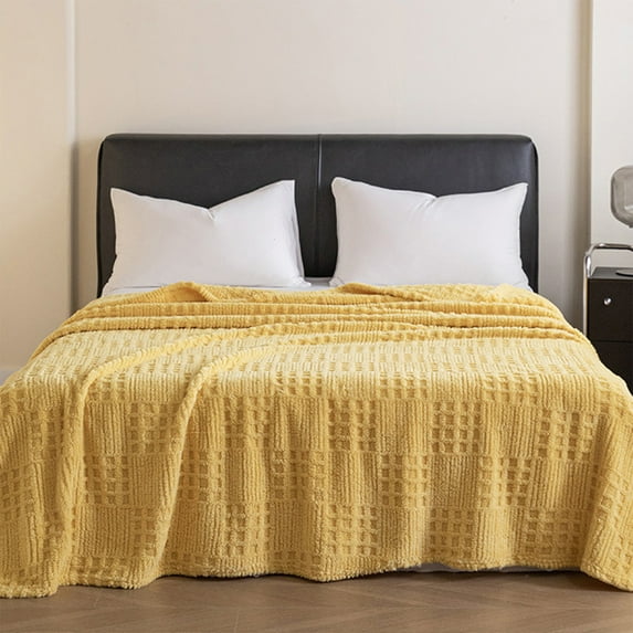 Cinvoph Twin Size Blankets for Beds, Super Soft Knit Bed Blanket for Office Picnic Travel Bedroom, Warm Cozy Lightweight Home Decor Blanket for All-Season, 60x80in, Yellow