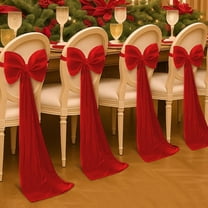 Cinvoph Velvet Christmas Red Chair Bow Sashes Elastic Chair Bows Festive Decor for Christmas Banquet Wedding Home Holiday Party Event, Stretch Chair Bows Decor
