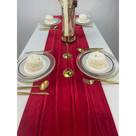 Cinvoph Velvet Table Runner Luxurious Table Decoration Soft Dinner Table Runners for Wedding Reception Party Supply 29"x120" Wine