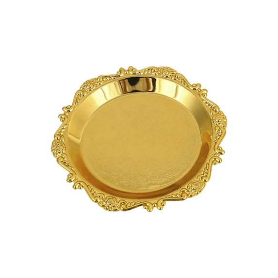 Cinvoph Vintage Embossed Tray - Decorative Catchall Dish for Dessert Snack, Jewelry Holder & Vanity Organizer, Elegant Multi-Use Tray for Home Kitchen Bedroom & Dresser