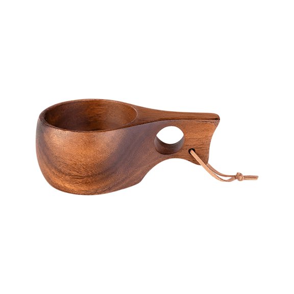 Cinvoph Walnut Coffee Mugs with Handle, Decorative Wooden Coffee Cups Clear Tea Cup for Hot Cold Beverages, Glassware Set for Americano Tea Beer Hot Cocoa