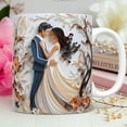thumbnail image 1 of Cinvoph Wedding Cups Ceramics, Coffee Mug for Couple, Wedding-Themed Relief Decorated Cup, 1 of 6