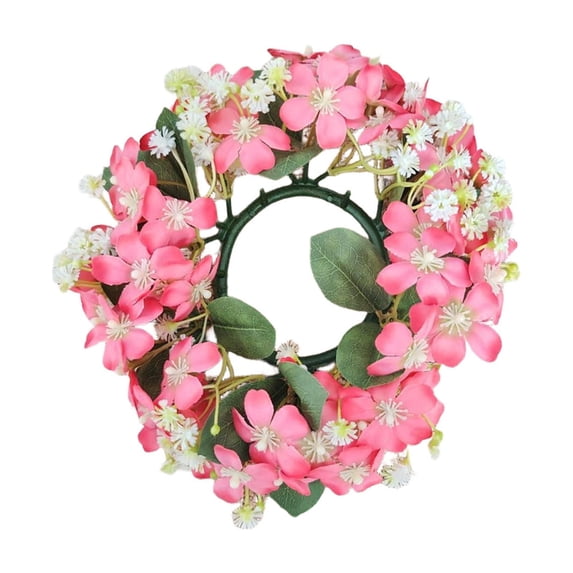 Cinvoph Wildflower Candle Holder Wreath Artificial Floral Wreath for Wedding Home Living Room Decor Photography Prop 8" Hot Pink