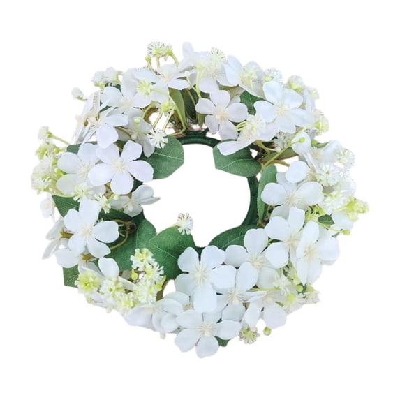 Cinvoph Wildflower Candle Holder Wreath Artificial Floral Wreath for Wedding Home Living Room Decor Photography Prop 8" White