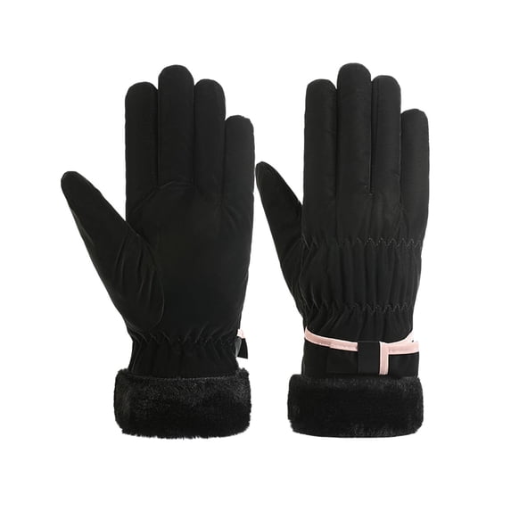 Cinvoph Winter Gloves for Women Plus Velvet Thickened Gloves Windproof Gloves for Running Hiking Cycling Driving Camping Daily Commute Outdoor, Black