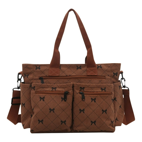 Cinvoph Women’s Tote Bag Lightweight Handbag with Bow Large Compartment Roomy Multiple Pockets Shoulder Bag for Office Shopping Travel Weekend Getaways, Brown