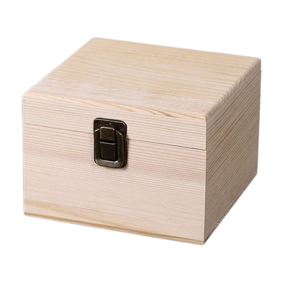 Cinvoph Wooden Storage Box Flip-Top Thickened Solid Wood Organizer for Home Office Bedroom Living Room Entryway Decorative 6"x6"x4" White_S