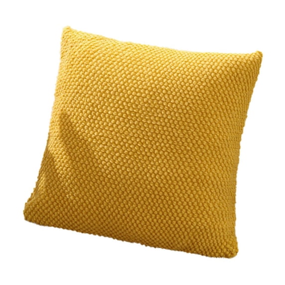 Cinvoph Woven Knitted Throw Pillow Covers Soft Solid Color Cushion Cases For Sofa Couch Bed Living Room Bedroom Home Modern Decor 18" Yellow