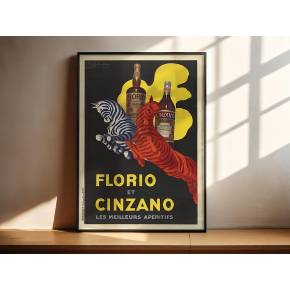 Cinzano Vermouth Poster Print – Florio Et Cinzano – Leonetto Cappiello, Art Nouveau Vintage Advertising, Bar Cart Art, Poster Only