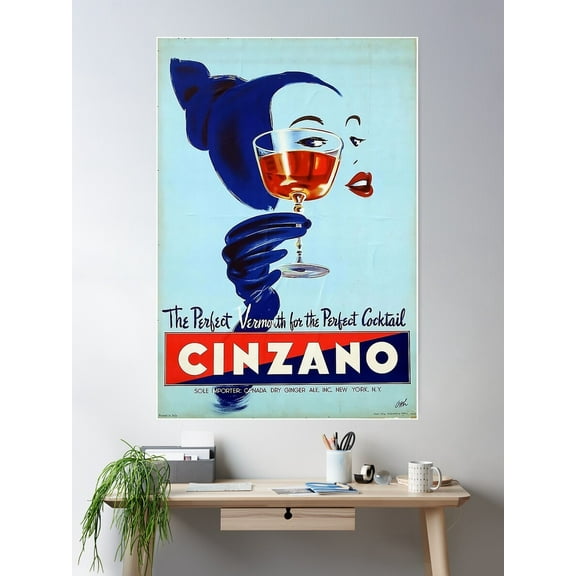 Cinzano - Vintage Print Poster Wall Art, Modern Wall Decor For Living Room Bedroom, 8x12 UNFRAMED