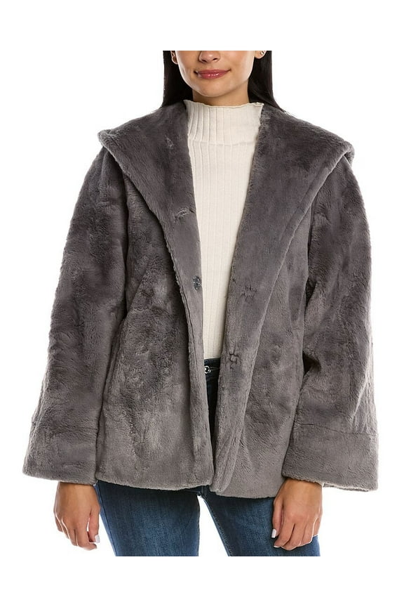 Icons womens  Fuzzy Jacket, 8, Grey