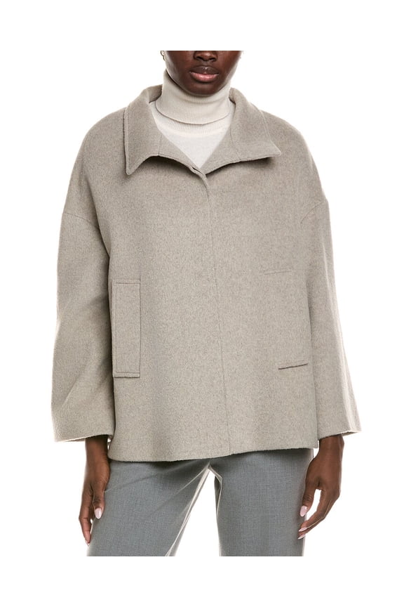 womens  Icons Wool-Blend Short Coat, 10, Grey