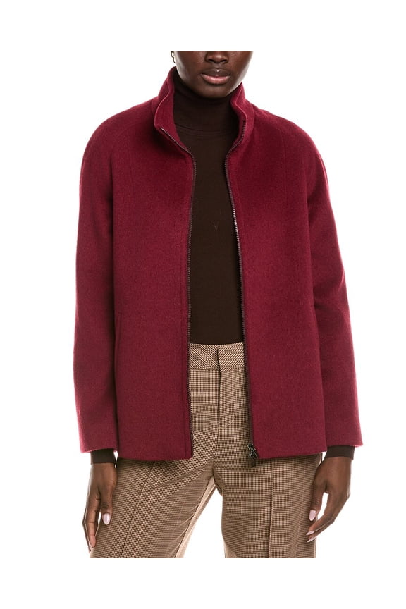 womens  Icons Wool-Blend Short Coat, 10, Red
