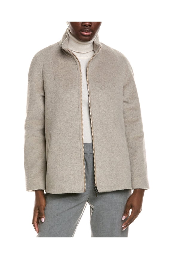 womens  Icons Wool-Blend Short Coat, 4, Grey