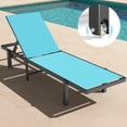 thumbnail image 1 of Ciokea Chaise Lounge Chair Outdoor with Wheels for Poolside Patio Sun Lounger 5-Position Adjustable Recliner Blue, 1 of 9