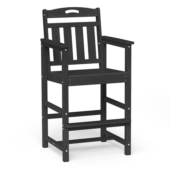 Ciokea High Adirondack Bar Chair, Outdoor Bar Stool for Balcony, Backyard, Poolside, Black