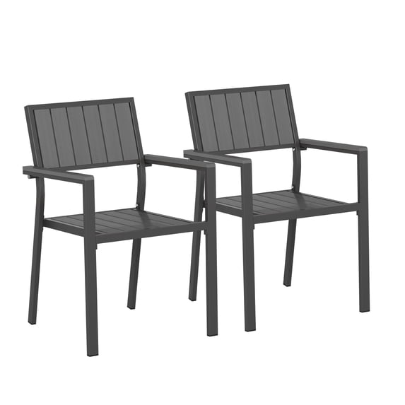 Ciokea Outdoor Patio Dining Chairs Set of 2, HDPS Aluminum Frame Seat, Stackable All-Weather Chair for Backyard Poolside Lawn, Gray