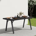 thumbnail image 1 of Ciokea Outdoor Patio Dining L-Shape Table, 66.9x31.9 IN HDPS Aluminum Frame Table for Backyard Poolside Lawn, Black, 1 of 6