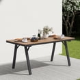 thumbnail image 1 of Ciokea Outdoor Patio Dining L-Shape Table, 66.9x31.9 IN HDPS Aluminum Frame Table for Backyard Poolside Lawn, Brown, 1 of 7